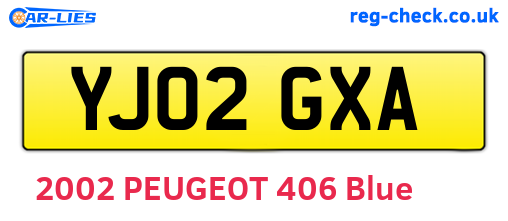 YJ02GXA are the vehicle registration plates.