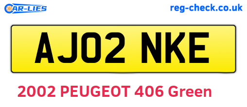 AJ02NKE are the vehicle registration plates.