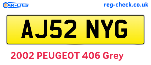 AJ52NYG are the vehicle registration plates.