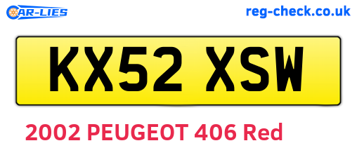 KX52XSW are the vehicle registration plates.
