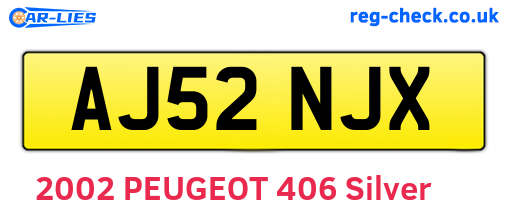 AJ52NJX are the vehicle registration plates.