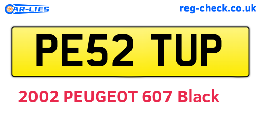 PE52TUP are the vehicle registration plates.