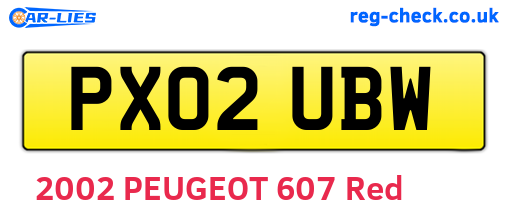 PX02UBW are the vehicle registration plates.