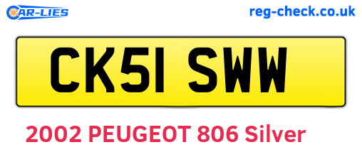 CK51SWW are the vehicle registration plates.