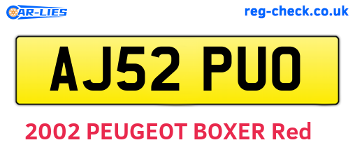 AJ52PUO are the vehicle registration plates.