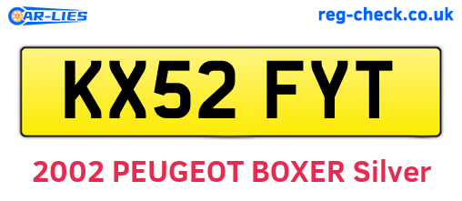 KX52FYT are the vehicle registration plates.