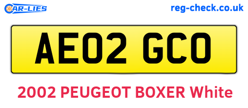 AE02GCO are the vehicle registration plates.