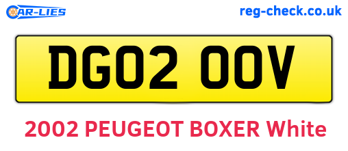 DG02OOV are the vehicle registration plates.