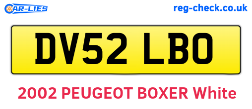 DV52LBO are the vehicle registration plates.