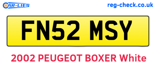 FN52MSY are the vehicle registration plates.