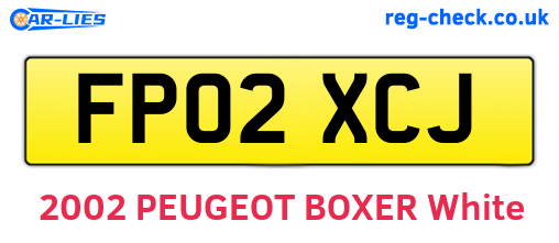 FP02XCJ are the vehicle registration plates.