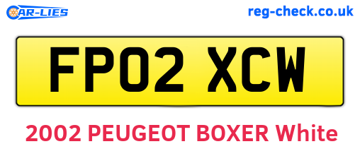 FP02XCW are the vehicle registration plates.