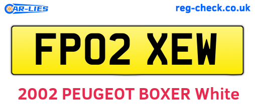 FP02XEW are the vehicle registration plates.