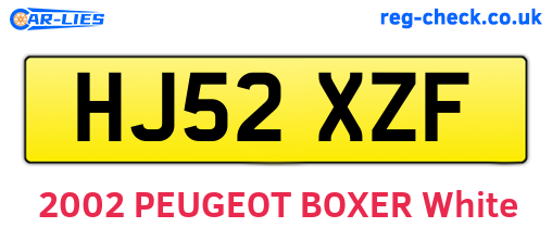 HJ52XZF are the vehicle registration plates.