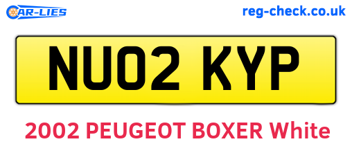 NU02KYP are the vehicle registration plates.