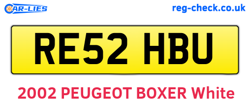 RE52HBU are the vehicle registration plates.