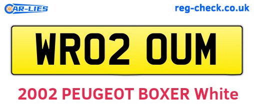 WR02OUM are the vehicle registration plates.