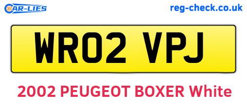 WR02VPJ are the vehicle registration plates.