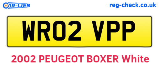 WR02VPP are the vehicle registration plates.