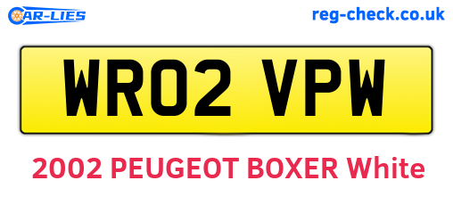 WR02VPW are the vehicle registration plates.