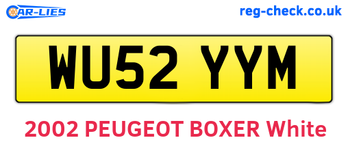 WU52YYM are the vehicle registration plates.