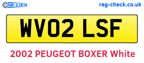 WV02LSF are the vehicle registration plates.