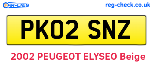 PK02SNZ are the vehicle registration plates.