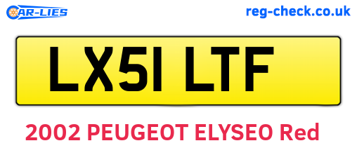 LX51LTF are the vehicle registration plates.