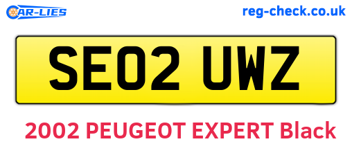 SE02UWZ are the vehicle registration plates.