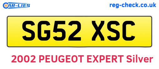 SG52XSC are the vehicle registration plates.