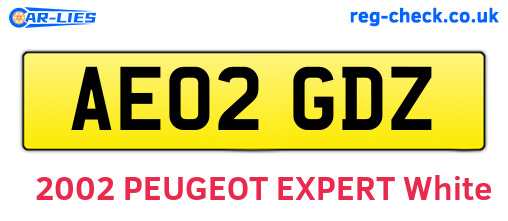 AE02GDZ are the vehicle registration plates.
