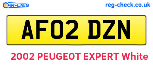 AF02DZN are the vehicle registration plates.