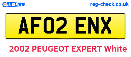AF02ENX are the vehicle registration plates.