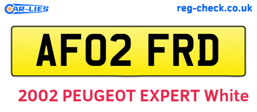 AF02FRD are the vehicle registration plates.