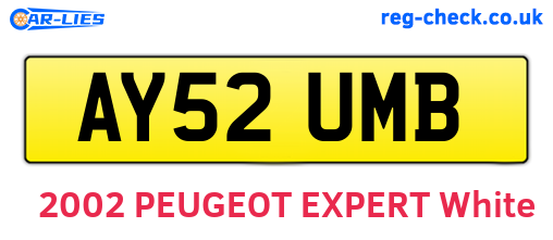 AY52UMB are the vehicle registration plates.