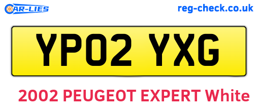 YP02YXG are the vehicle registration plates.
