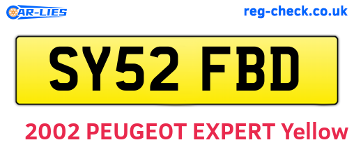 SY52FBD are the vehicle registration plates.