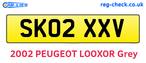 SK02XXV are the vehicle registration plates.