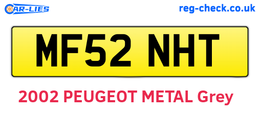 MF52NHT are the vehicle registration plates.