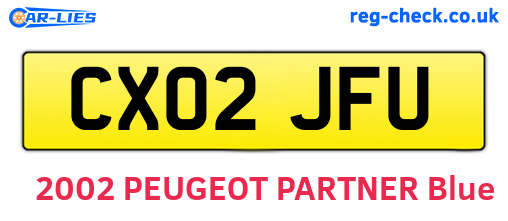 CX02JFU are the vehicle registration plates.