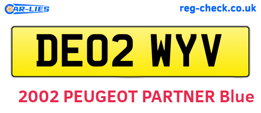 DE02WYV are the vehicle registration plates.