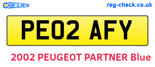 PE02AFY are the vehicle registration plates.