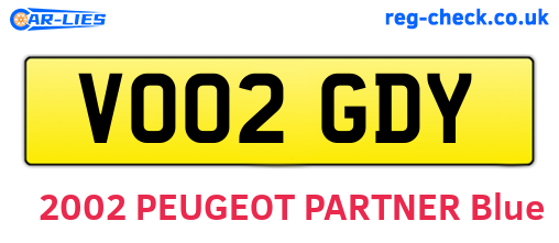 VO02GDY are the vehicle registration plates.