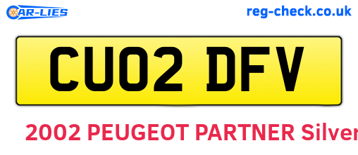 CU02DFV are the vehicle registration plates.