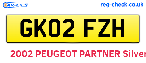 GK02FZH are the vehicle registration plates.