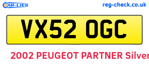 VX52OGC are the vehicle registration plates.