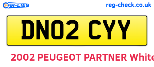 DN02CYY are the vehicle registration plates.