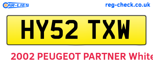 HY52TXW are the vehicle registration plates.