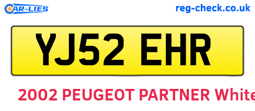 YJ52EHR are the vehicle registration plates.