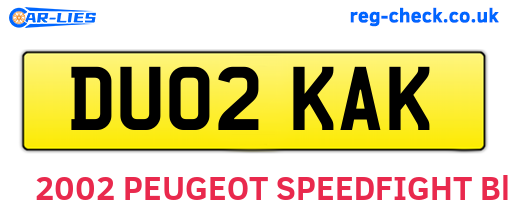 DU02KAK are the vehicle registration plates.